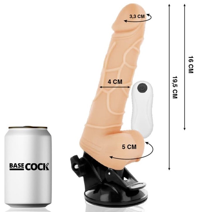 Penis 19,5 cm s dálkovým ovládáním, koulemi a silnou přísavkou
